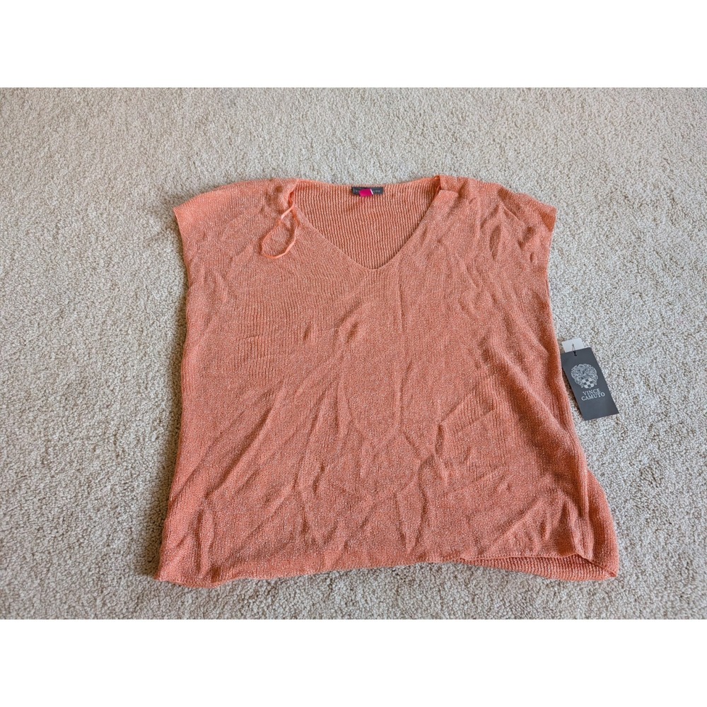 Vince Camuto Orange Metallic Sleeveless Blouse Small NWT